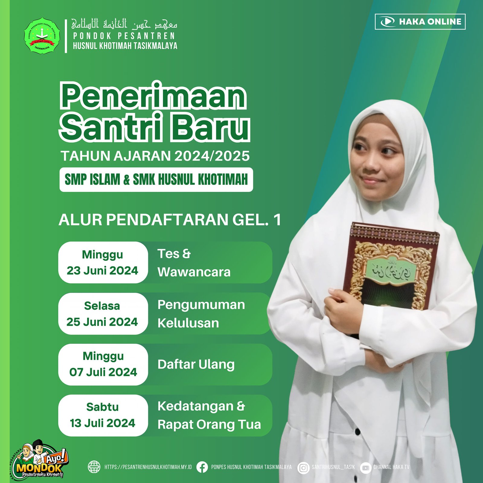 Alur Penerimaan Santri Baru Tahun 2024 Gel. 1