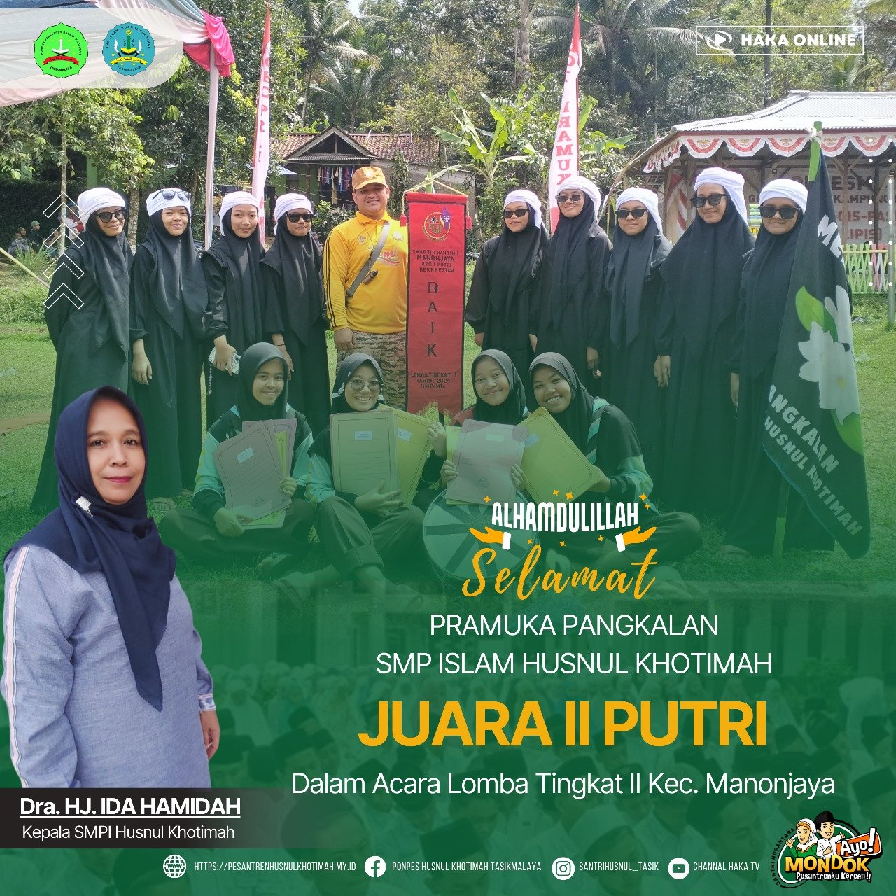 Selamat Kepada Peserta Gerakan Pramuka Kwartir Ranting Kecamatan Manonjaya Kwartir Cabang Kabupaten Tasikmalaya Sebagai Juara 1 Putra dan 2 Putri Loba Tingkat II Tahun 2024