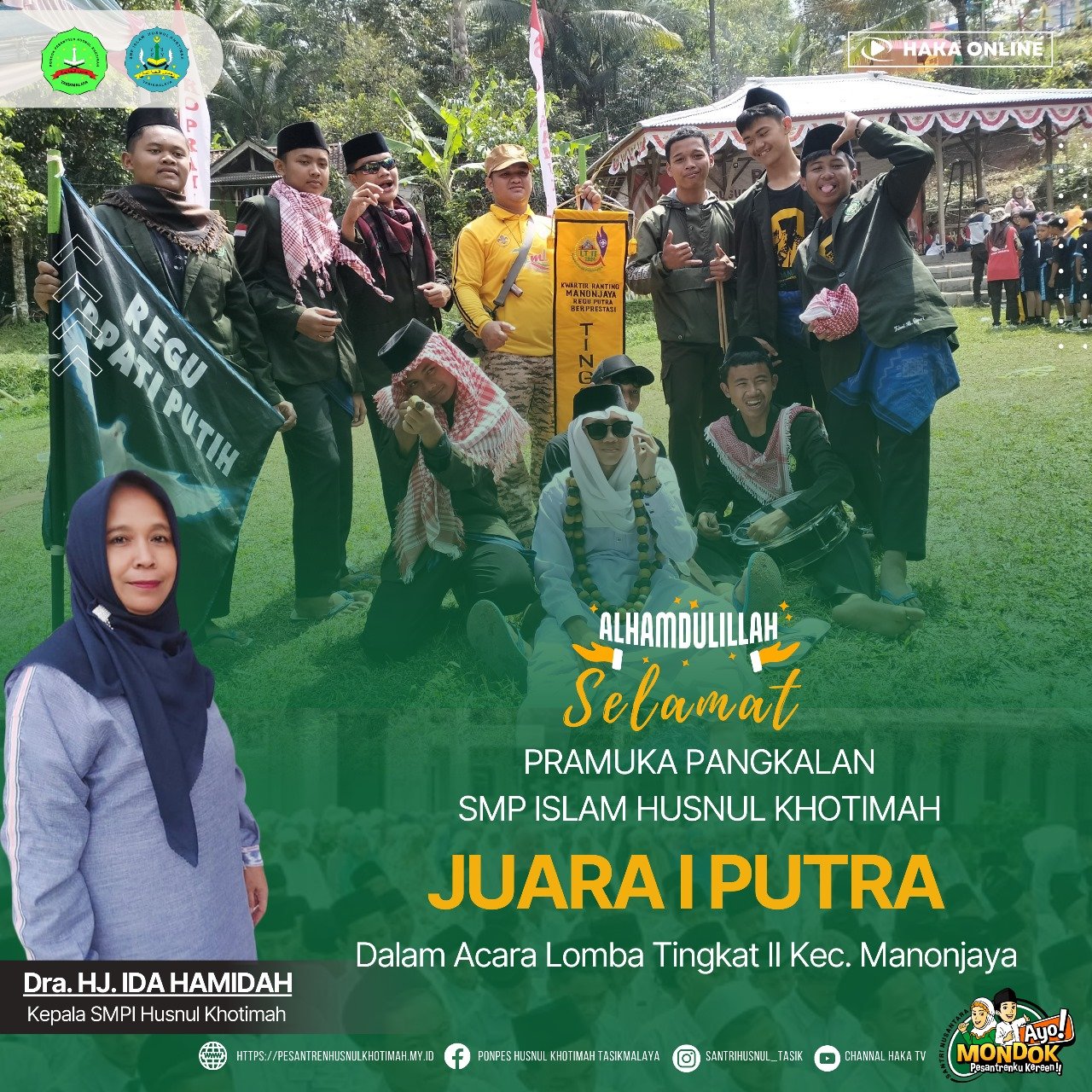 Selamat Kepada Peserta Gerakan Pramuka Kwartir Ranting Kecamatan Manonjaya Kwartir Cabang Kabupaten Tasikmalaya Sebagai Juara 1 Putra dan 2 Putri Loba Tingkat II Tahun 2024