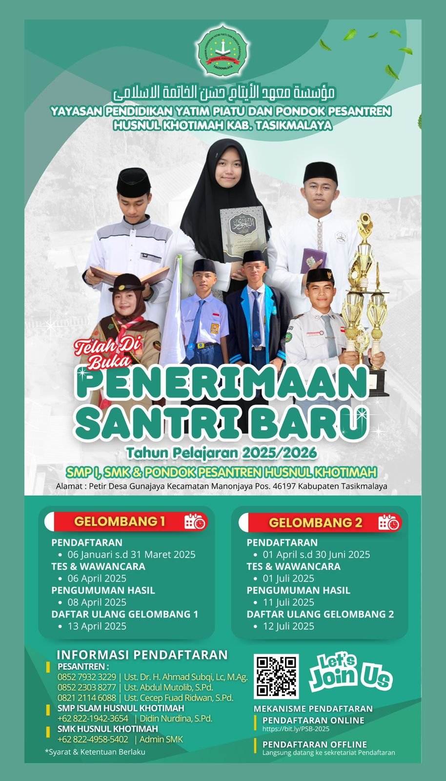 Brosur PPDB Ponpes Husnul Khotimah Tahun Pelajaran 2025/2025