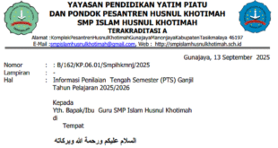 Informasi Penilaian Tengah Semester (PTS) GanjilTahun Pelajaran 2025/2026