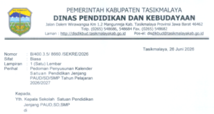 Pedoman Kalender Pendidikan Tahun Pelajaran 2026/2027 Kabupaten Tasikmalaya