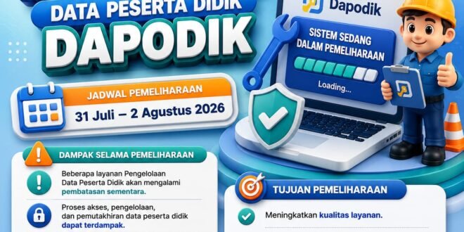 Pemeliharaan Sistem Pengelolaan Data Peserta Didik Dapodik 31 Juli–2 Agustus 2026, Ini Dampaknya bagi Sekolah