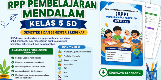 Download RPP Pembelajaran Mendalam Kelas 5 SD Semester 1 dan 2 Lengkap