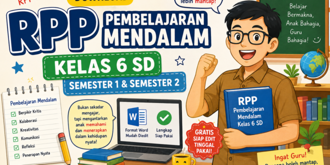 Download RPP Pembelajaran Mendalam Kelas 6 SD Semester 1 dan 2, Lengkap dan Siap Edit