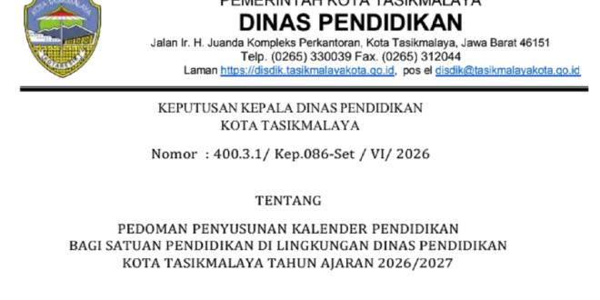 Kalender Pendidikan Kota Tasikmalaya Tahun Ajaran 2026/2027 Lengkap