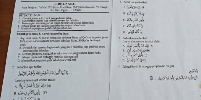 50 Soal Sumatif Akhir Semester PAI Kelas 7 Kurikulum Merdeka + Jawaban